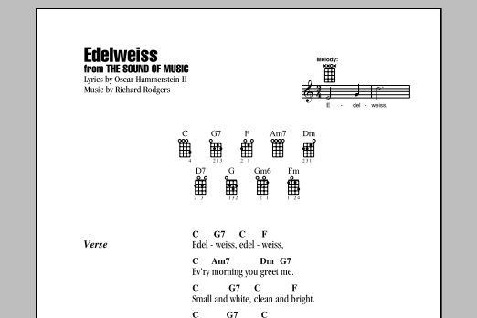 Richard Rodgers Edelweiss Sheet Music Notes & Chords for Ukulele with strumming patterns - Download or Print PDF