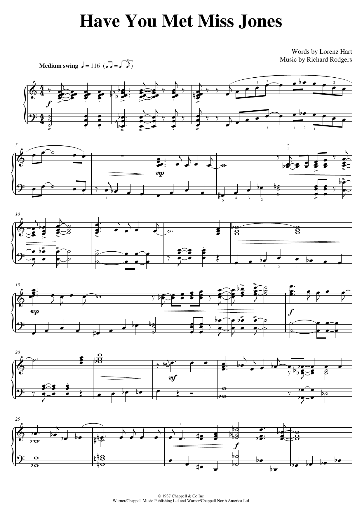 Richard Rodgers Have You Met Miss Jones? Sheet Music Notes & Chords for Piano Solo - Download or Print PDF