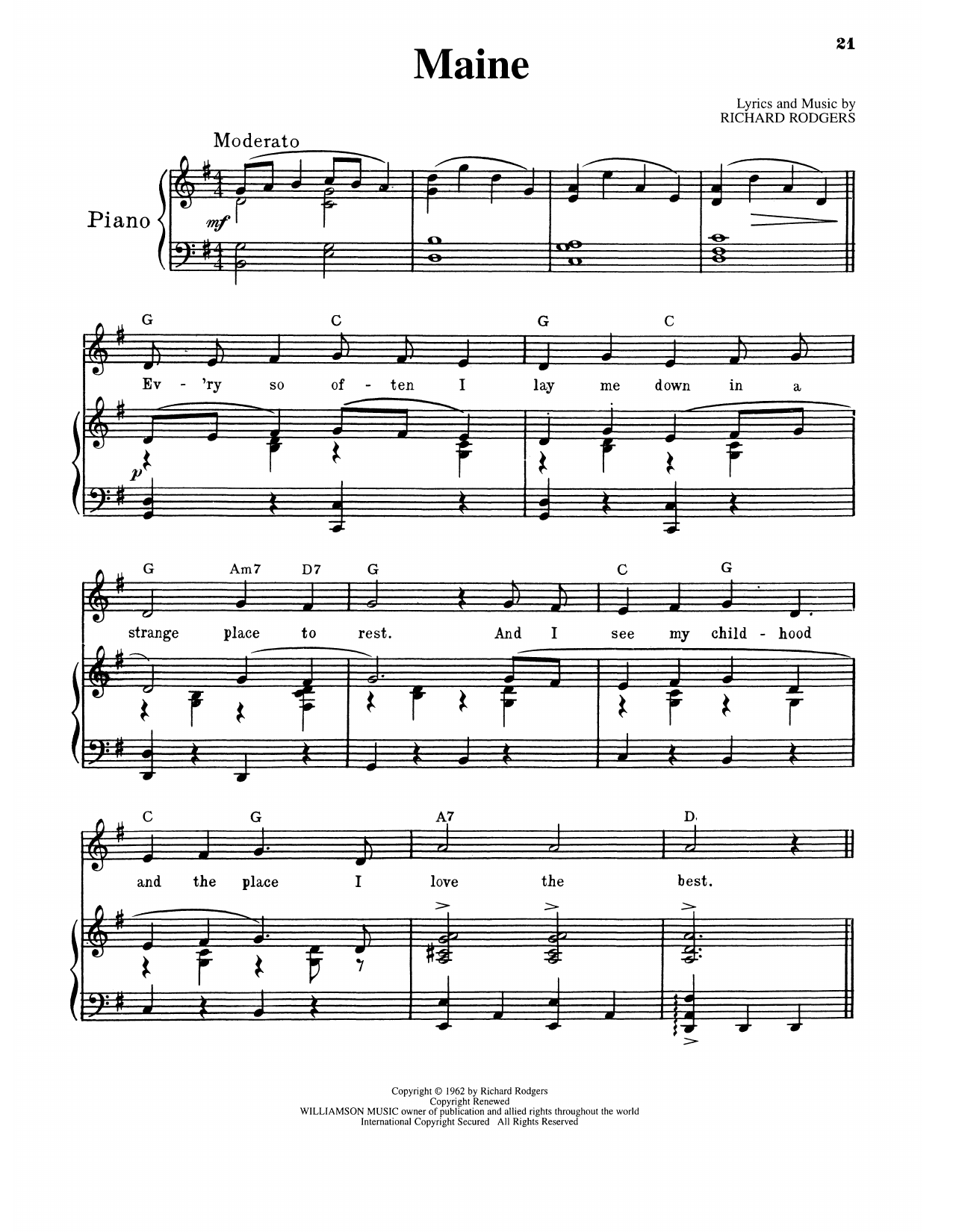 Richard Rodgers Maine (from No Strings) Sheet Music Notes & Chords for Piano & Vocal - Download or Print PDF
