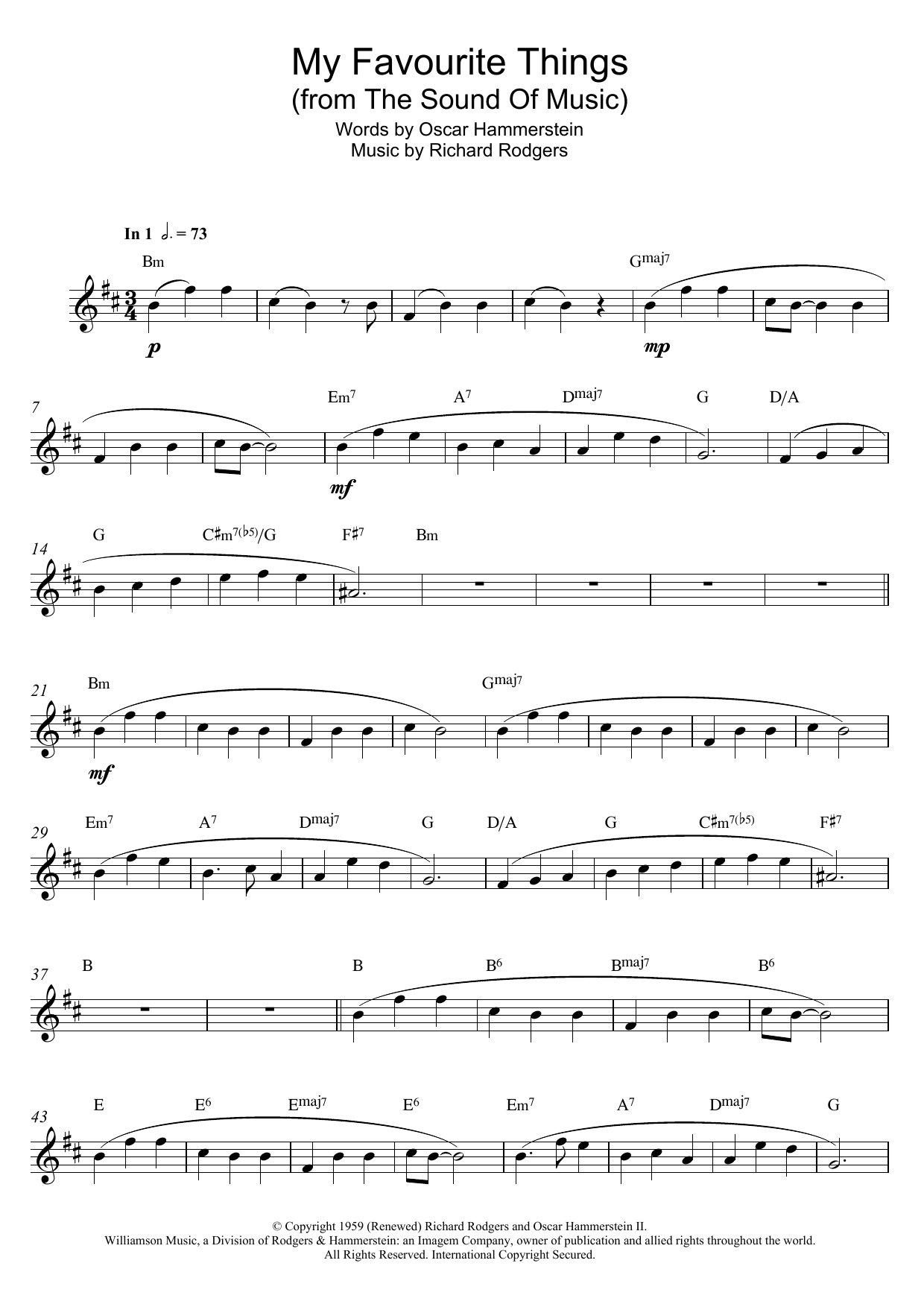 Richard Rodgers My Favorite Things (from The Sound Of Music) Sheet Music Notes & Chords for Alto Saxophone - Download or Print PDF