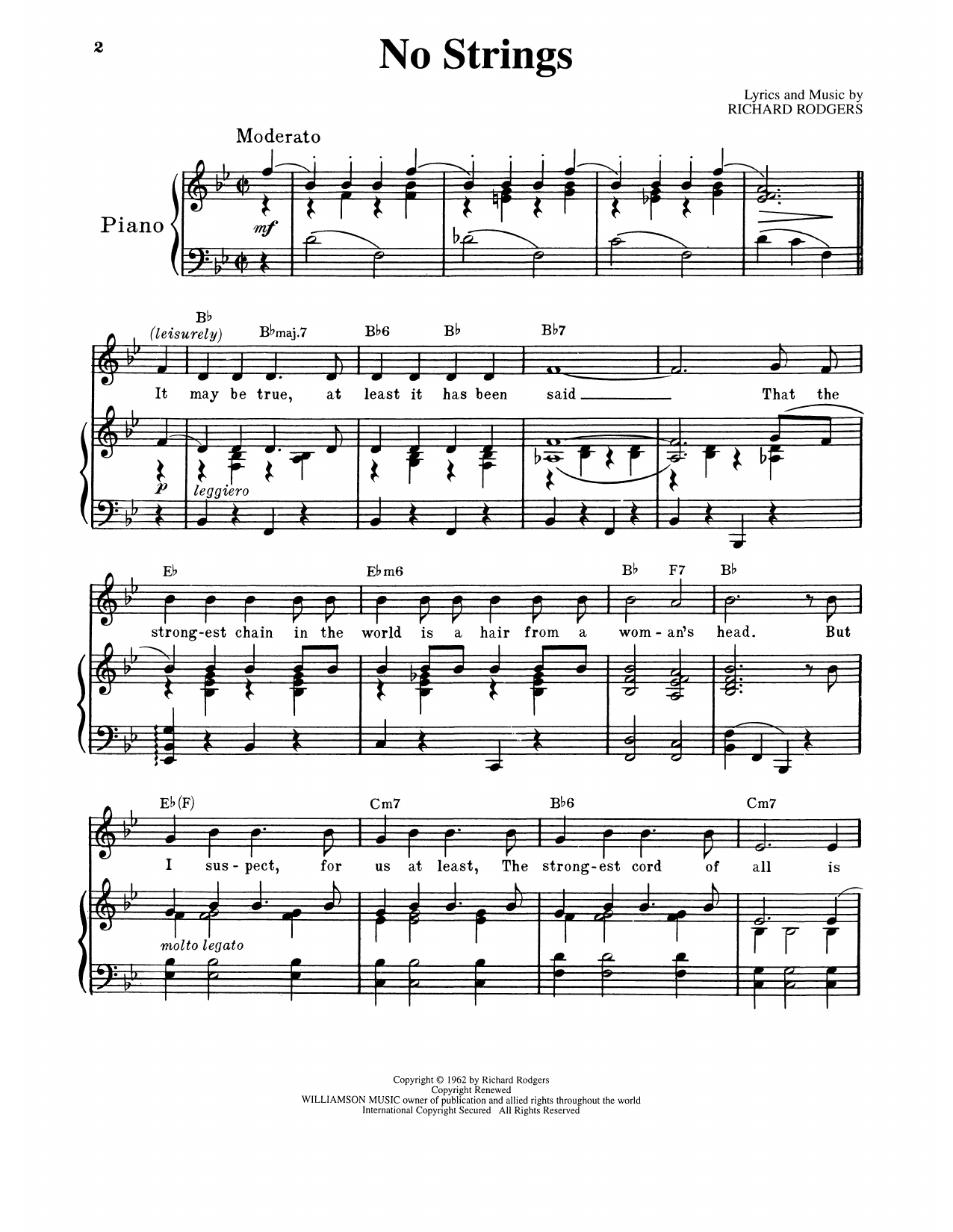 Richard Rodgers No Strings Sheet Music Notes & Chords for Piano & Vocal - Download or Print PDF