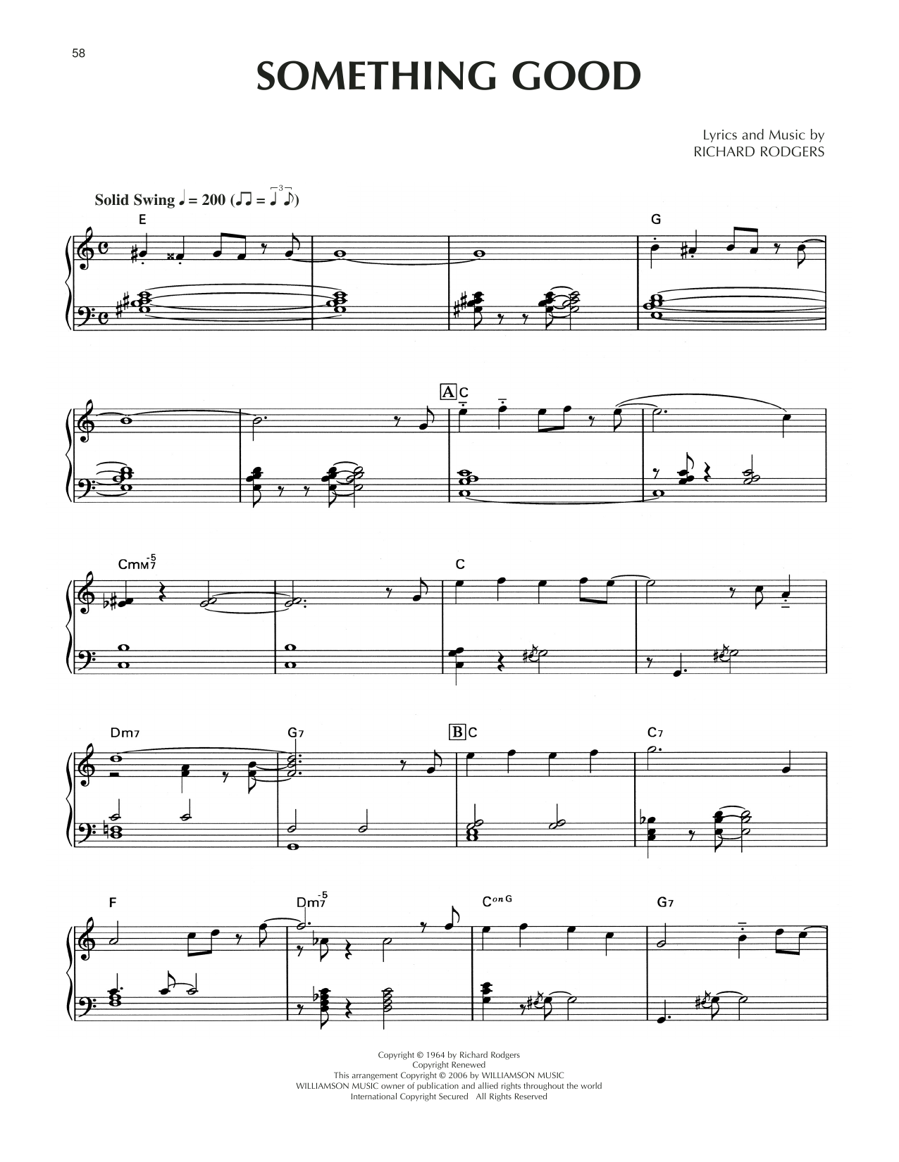 Rodgers & Hammerstein Something Good [Jazz version] (from The Sound Of Music) Sheet Music Notes & Chords for Piano Solo - Download or Print PDF