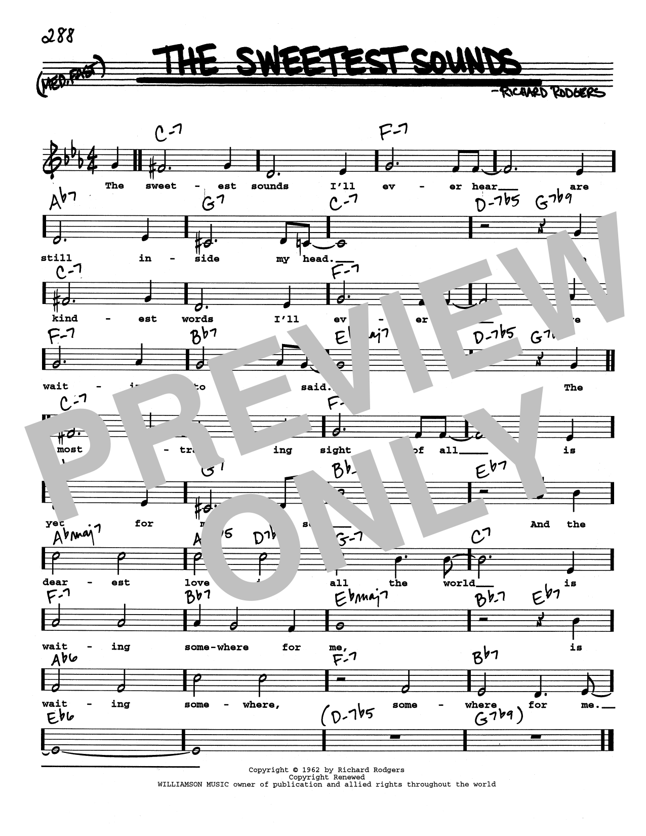 Richard Rodgers The Sweetest Sounds (Low Voice) Sheet Music Notes & Chords for Real Book – Melody, Lyrics & Chords - Download or Print PDF