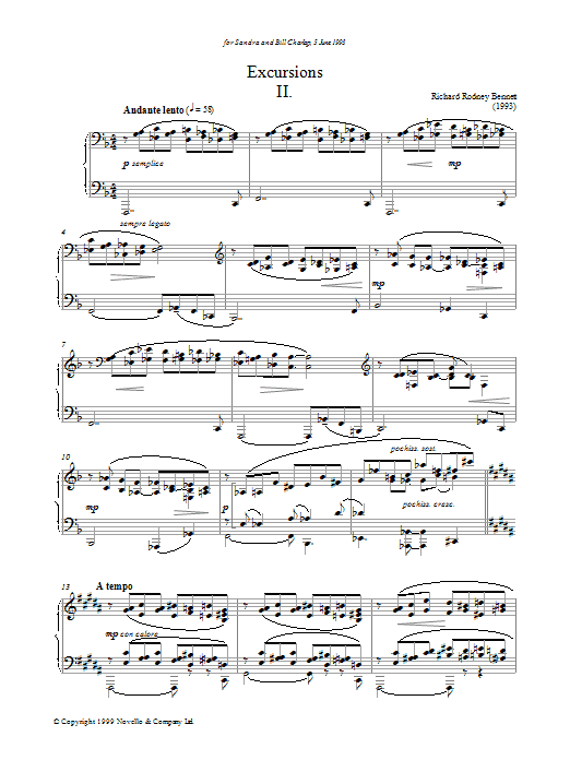 Richard Rodney Bennett Excursions II Sheet Music Notes & Chords for Piano - Download or Print PDF