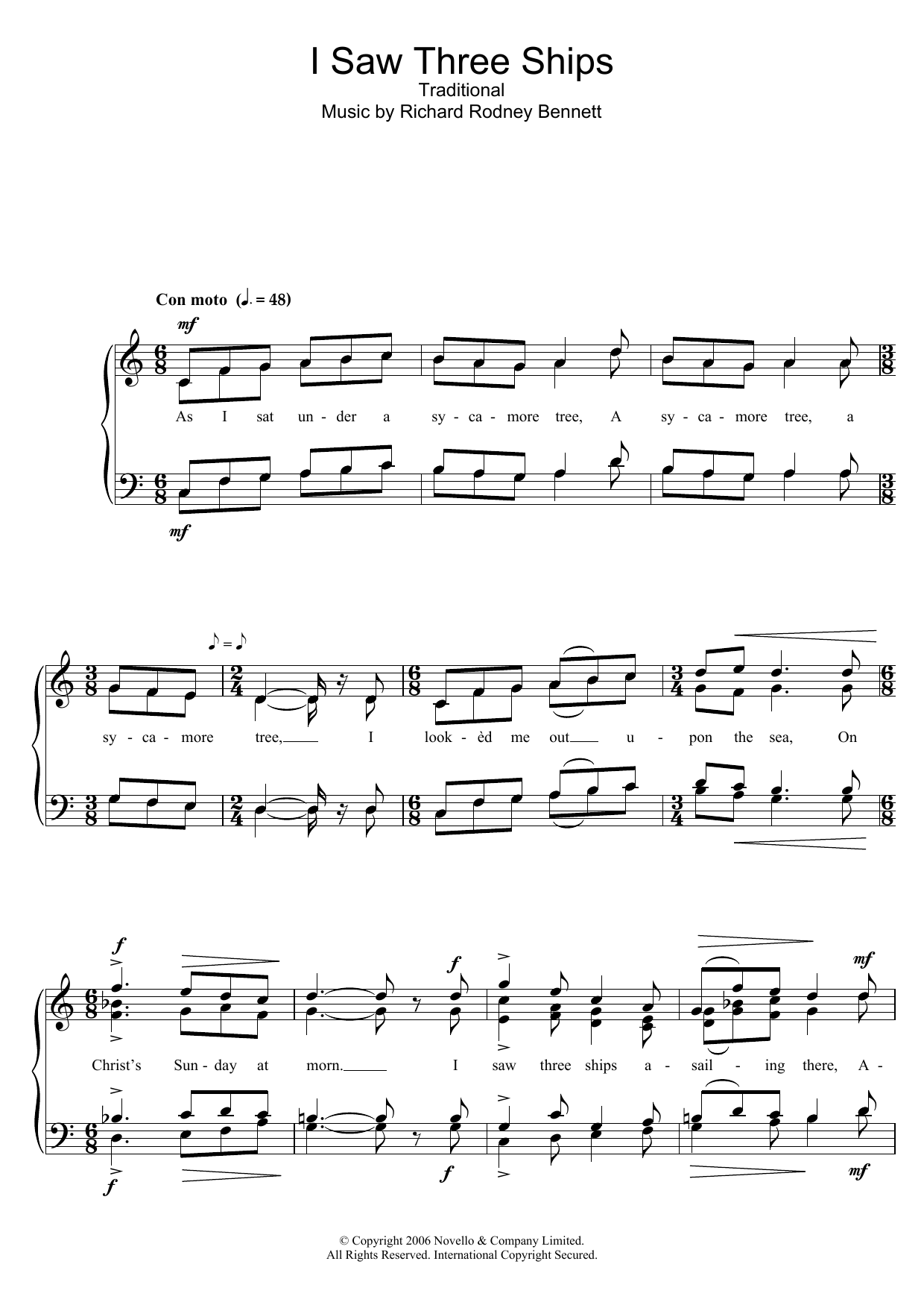 Richard Rodney Bennett I Saw Three Ships Sheet Music Notes & Chords for SATB Choir - Download or Print PDF