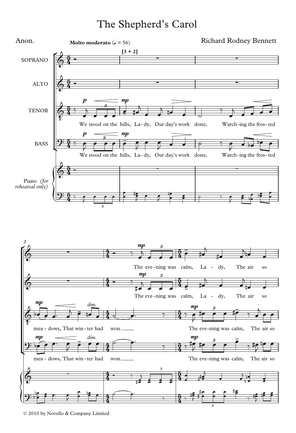 Richard Rodney Bennett The Shepherd's Carol Sheet Music Notes & Chords for Choir - Download or Print PDF