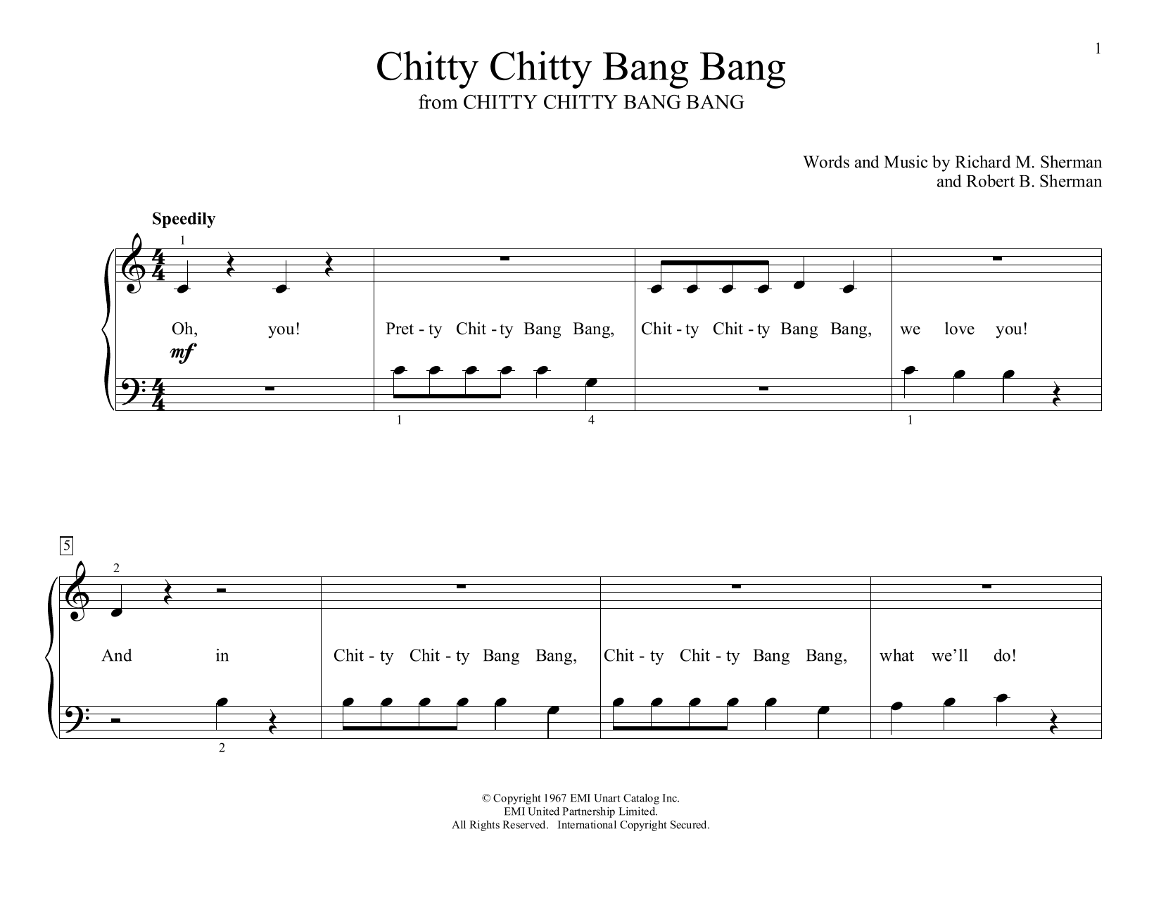Richard Sherman & Robert Sherman Chitty Chitty Bang Bang (arr. Christopher Hussey) Sheet Music Notes & Chords for Educational Piano - Download or Print PDF