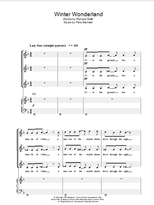 Felix Bernard Winter Wonderland Sheet Music Notes & Chords for SSA - Download or Print PDF