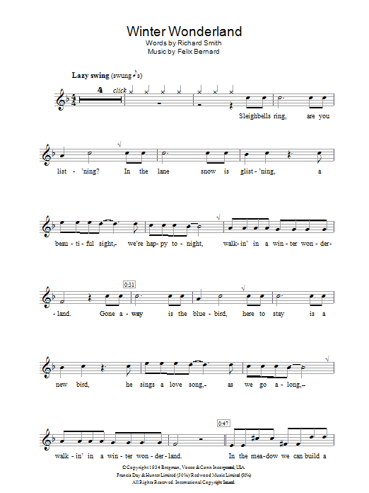 Felix Bernard Winter Wonderland Sheet Music Notes & Chords for Clarinet - Download or Print PDF