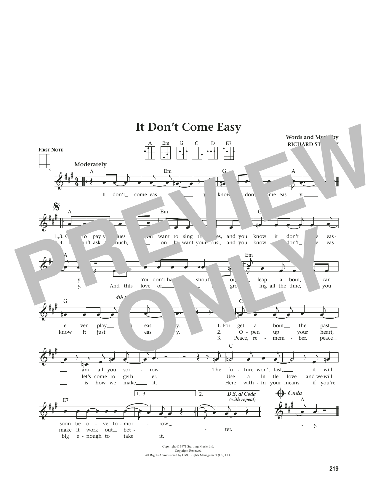 Richard Starkey It Don't Come Easy (from The Daily Ukulele) (arr. Jim Beloff) Sheet Music Notes & Chords for Ukulele - Download or Print PDF