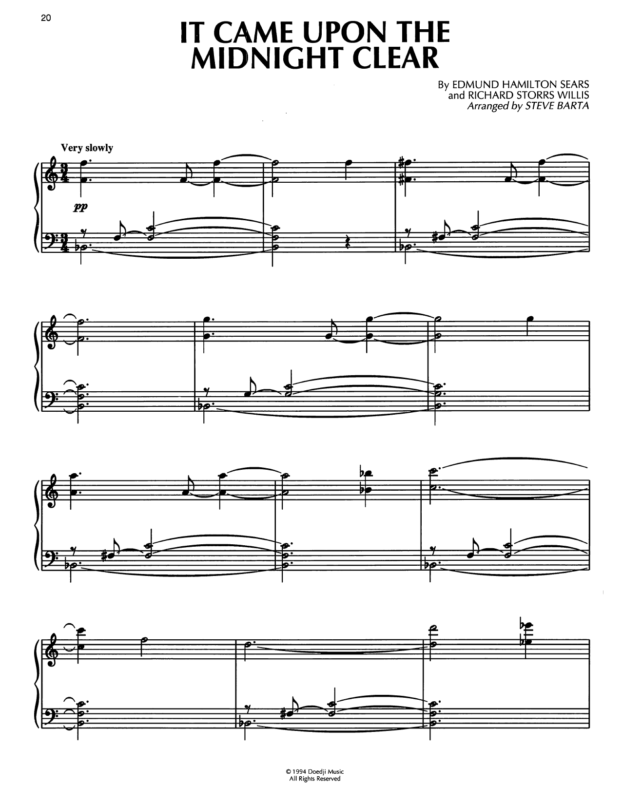 Richard Storrs Willis It Came Upon The Midnight Clear (arr. S Barta) Sheet Music Notes & Chords for Piano Solo - Download or Print PDF