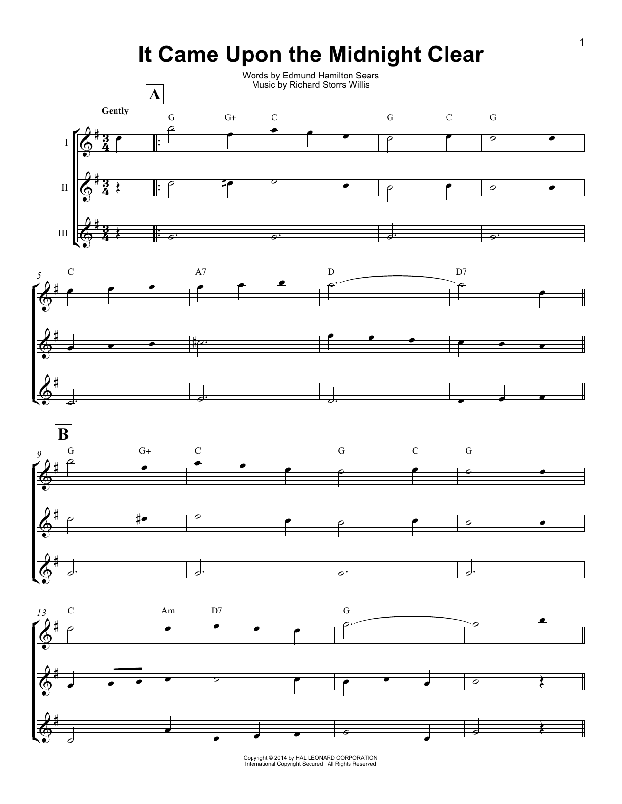 Richard Storrs Willis It Came Upon The Midnight Clear Sheet Music Notes & Chords for Trombone Transcription - Download or Print PDF