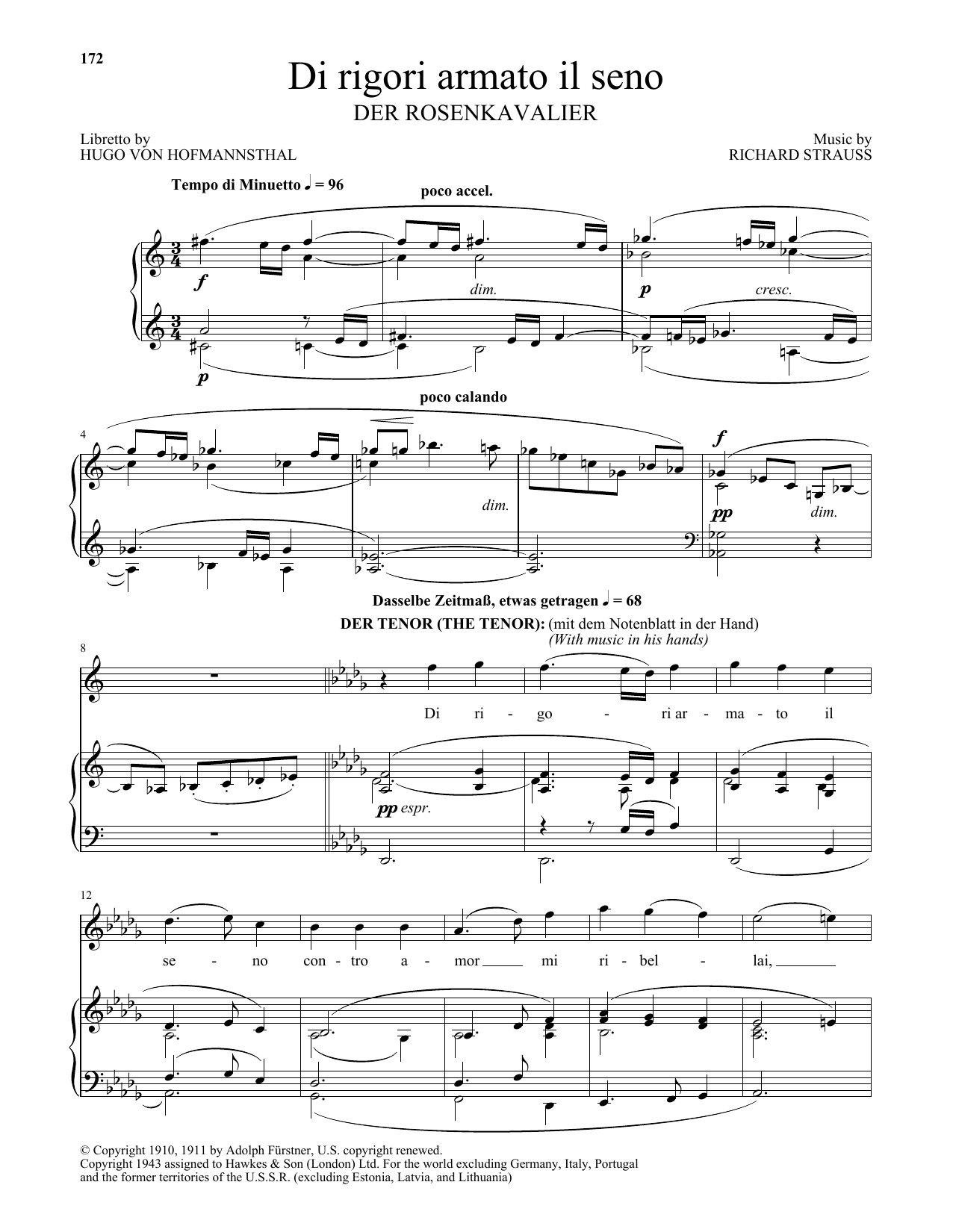 Richard Strauss Di Rigori Armato Il Seno Sheet Music Notes & Chords for Piano & Vocal - Download or Print PDF