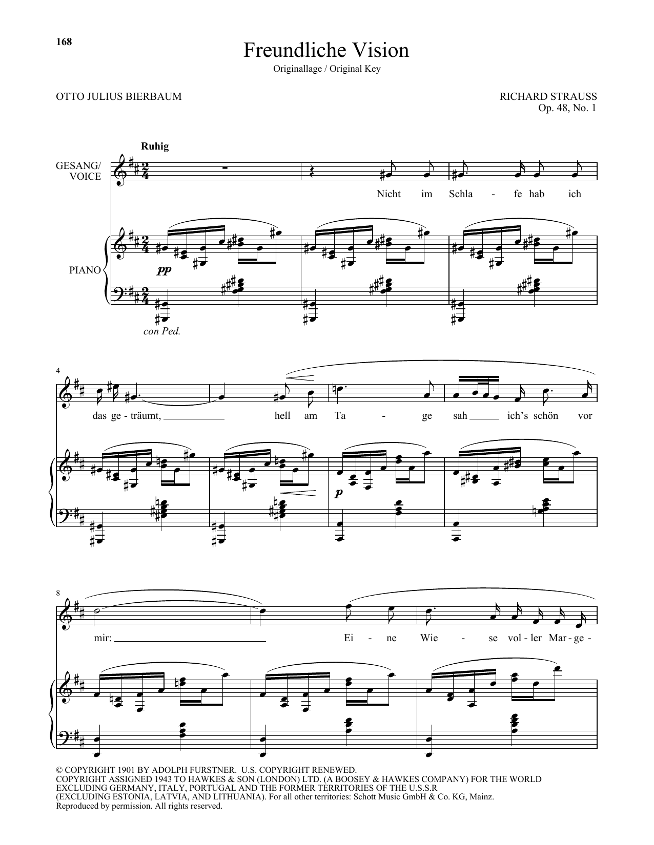 Richard Strauss Freundliche Vision (High Voice) Sheet Music Notes & Chords for Piano & Vocal - Download or Print PDF