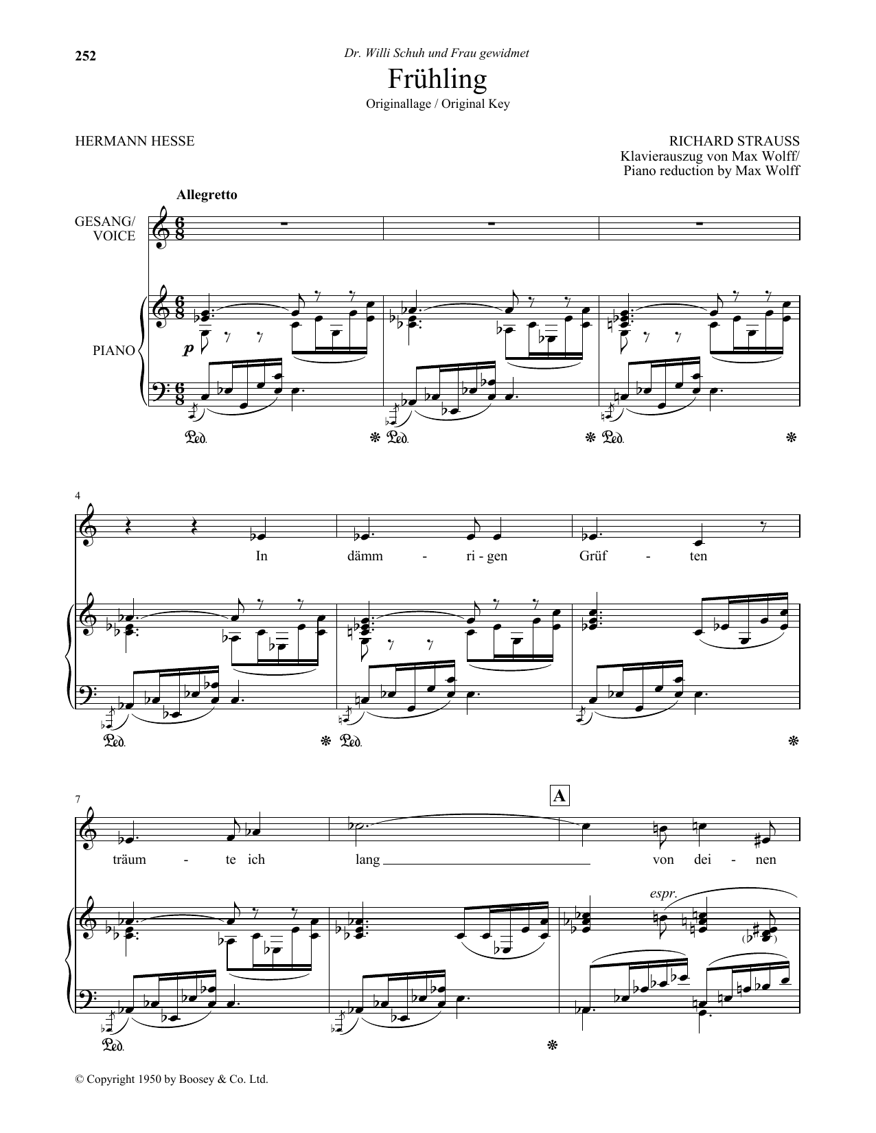 Richard Strauss Fruhling (High Voice) Sheet Music Notes & Chords for Piano & Vocal - Download or Print PDF
