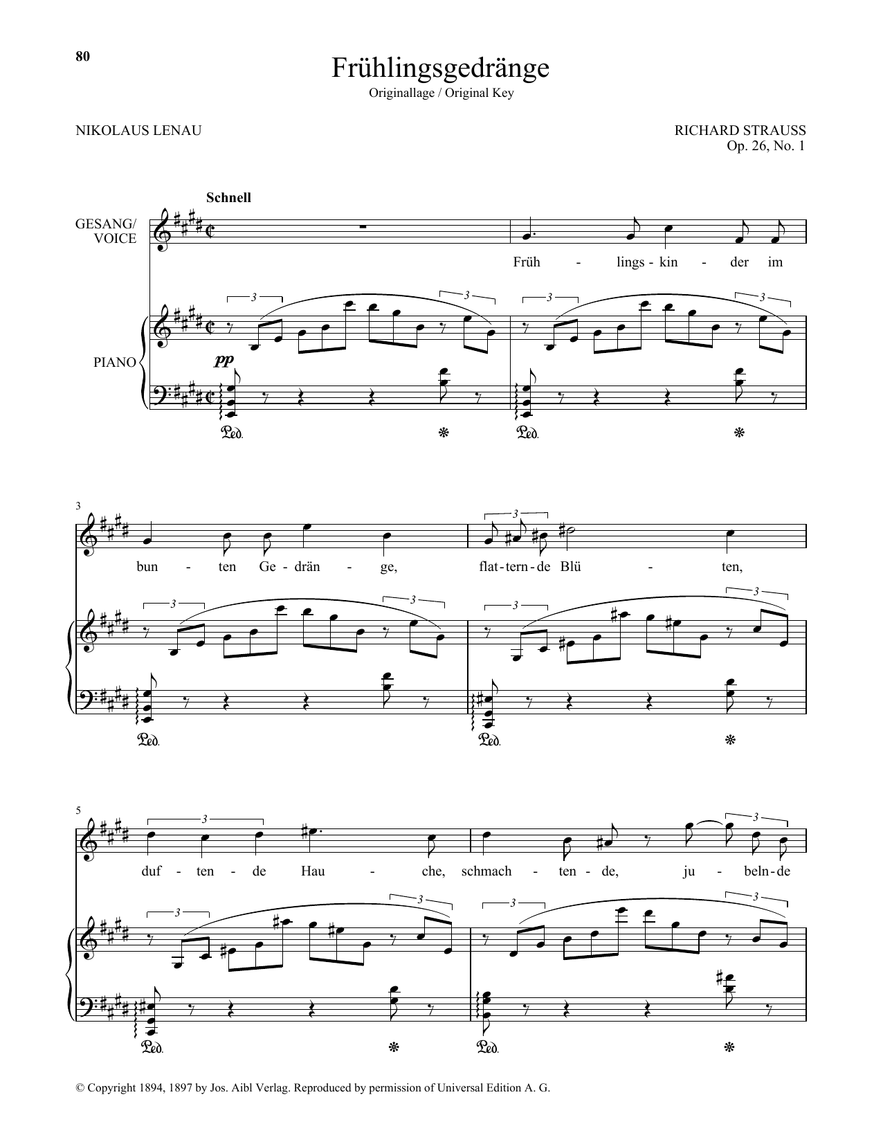 Richard Strauss Fruhlingsgedrange (High Voice) Sheet Music Notes & Chords for Piano & Vocal - Download or Print PDF