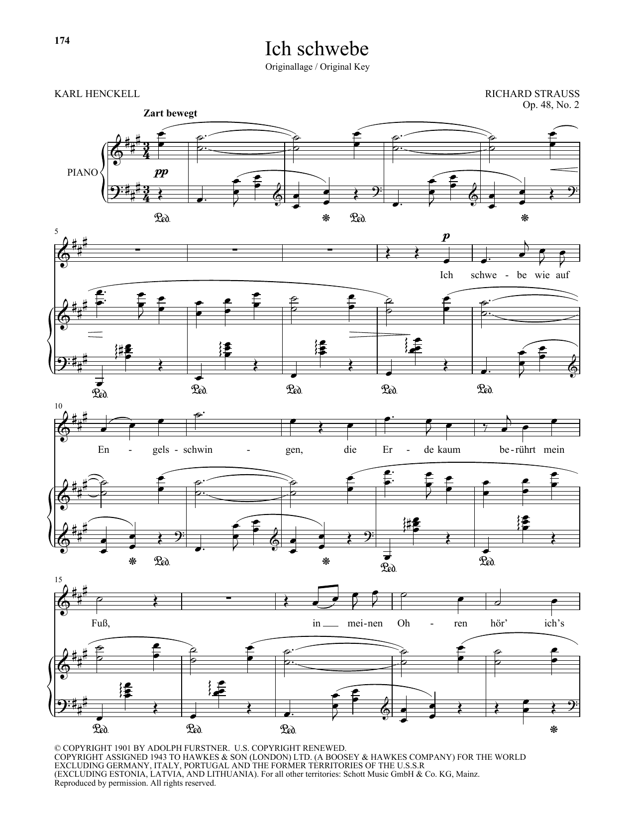 Richard Strauss Ich Schwebe (High Voice) Sheet Music Notes & Chords for Piano & Vocal - Download or Print PDF