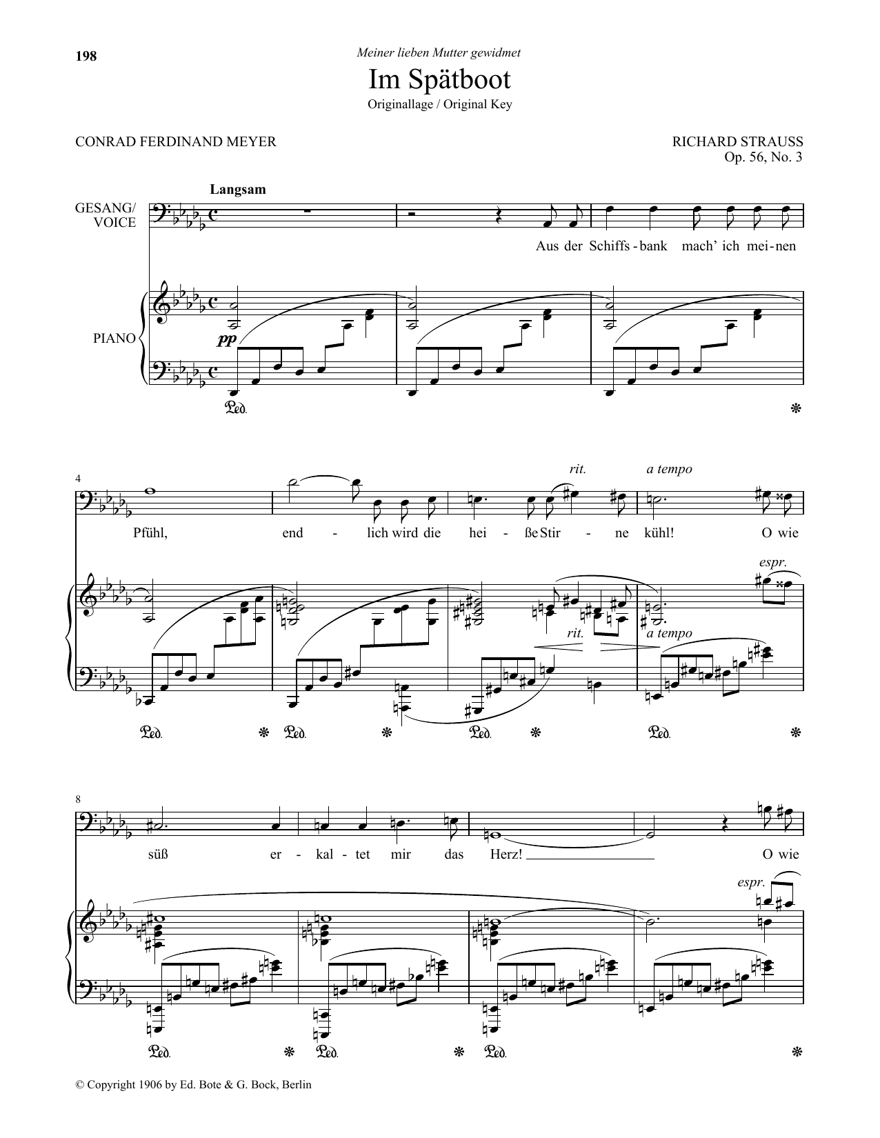 Richard Strauss Im Spatboot (Low Voice) Sheet Music Notes & Chords for Piano & Vocal - Download or Print PDF