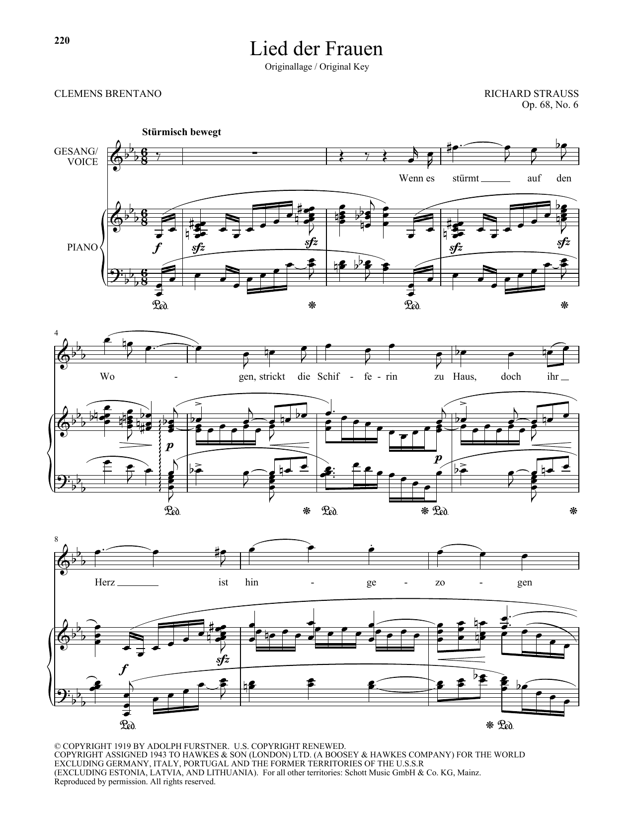Richard Strauss Lied Der Frauen (High Voice) Sheet Music Notes & Chords for Piano & Vocal - Download or Print PDF