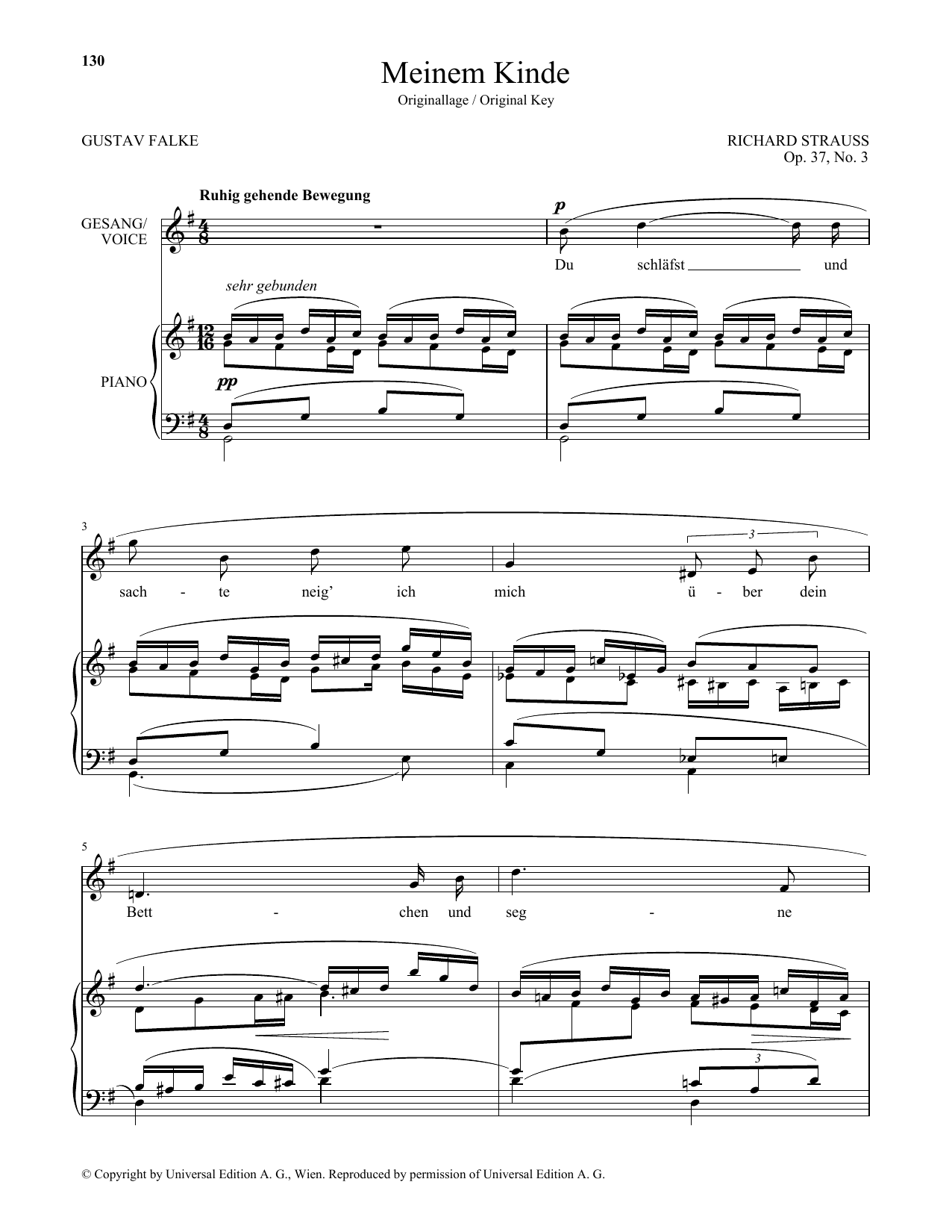 Richard Strauss Meinem Kinde (High Voice) Sheet Music Notes & Chords for Piano & Vocal - Download or Print PDF