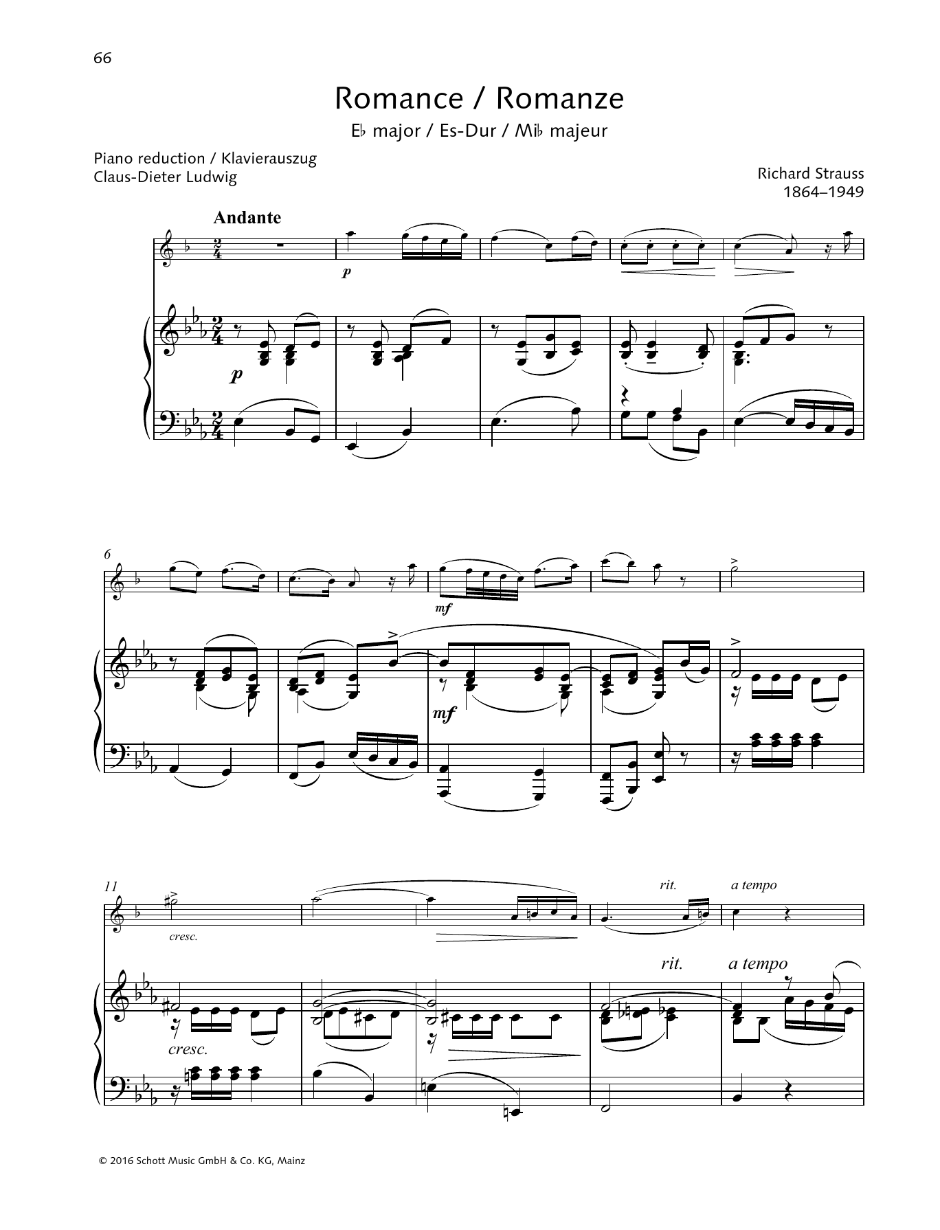 Richard Strauss Romance E-flat major Sheet Music Notes & Chords for Woodwind Solo - Download or Print PDF