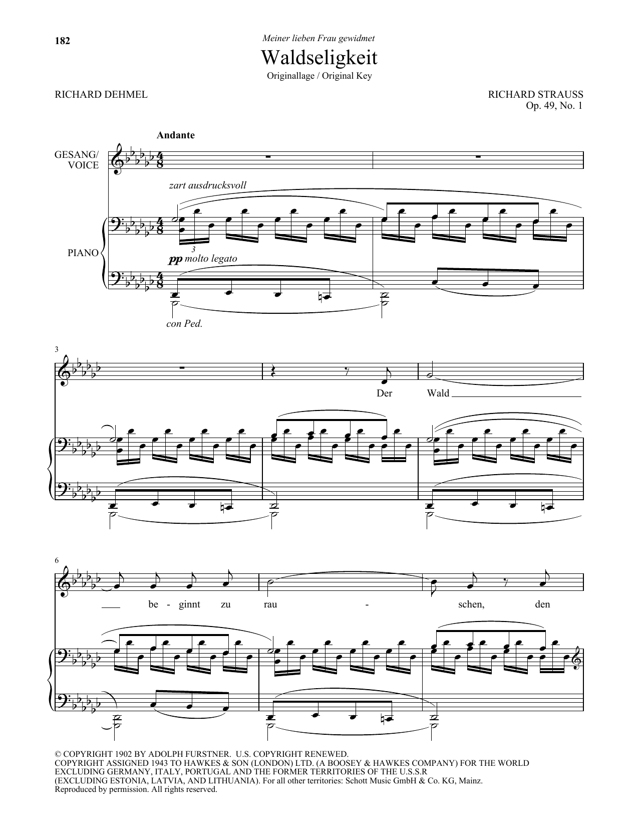 Richard Strauss Waldseligkeit (High Voice) Sheet Music Notes & Chords for Piano & Vocal - Download or Print PDF