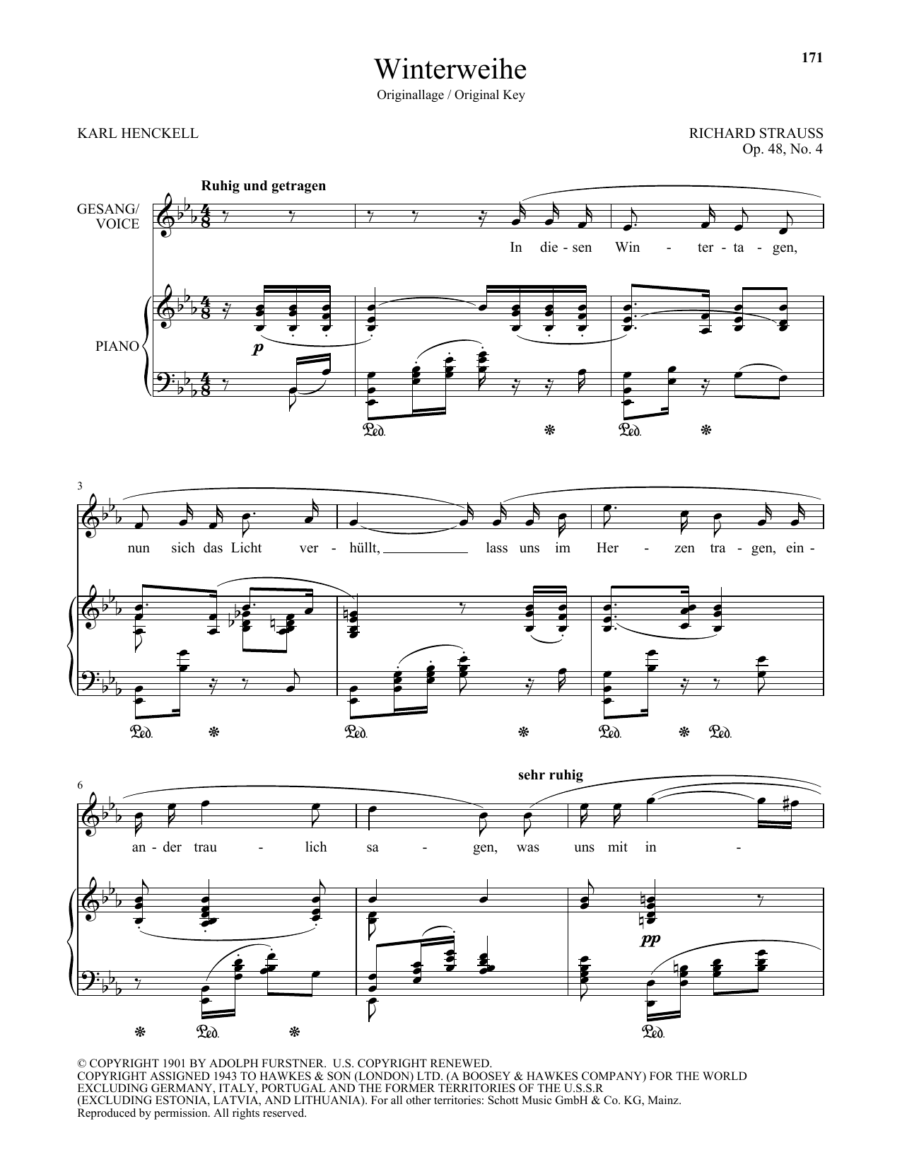 Richard Strauss Winterweihe (High Voice) Sheet Music Notes & Chords for Piano & Vocal - Download or Print PDF