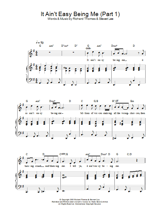 Richard Thomas It Ain't Easy Being Me (Part 1) (from Jerry Springer The Opera) Sheet Music Notes & Chords for Piano, Vocal & Guitar - Download or Print PDF