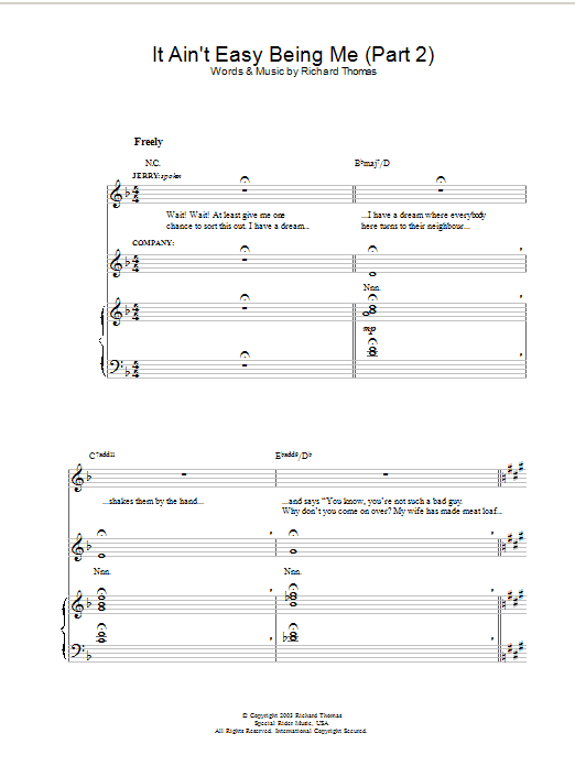 Richard Thomas It Ain't Easy Being Me (Part 2) (from Jerry Springer The Opera) Sheet Music Notes & Chords for Piano, Vocal & Guitar - Download or Print PDF