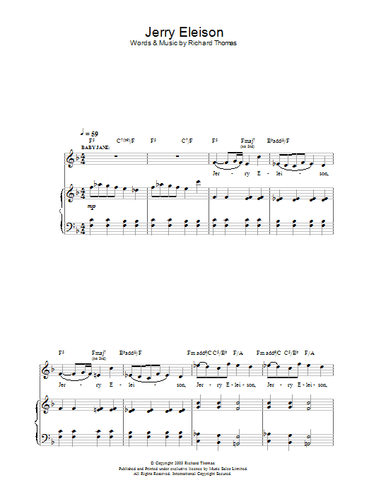 Richard Thomas Jerry Eleison (from Jerry Springer The Opera) Sheet Music Notes & Chords for Piano, Vocal & Guitar - Download or Print PDF