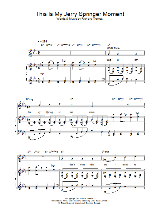 Richard Thomas This Is My Jerry Springer Moment (from Jerry Springer The Opera) Sheet Music Notes & Chords for Piano, Vocal & Guitar - Download or Print PDF