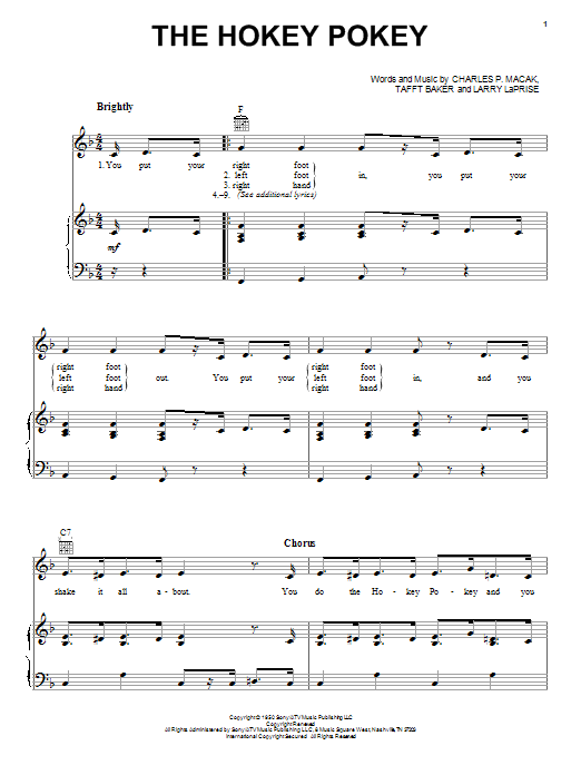Richard Thompson The Hokey Pokey Sheet Music Notes & Chords for Piano, Vocal & Guitar (Right-Hand Melody) - Download or Print PDF