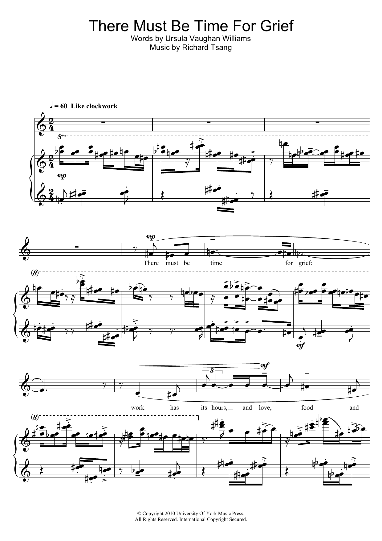 Richard Tsang There Must Be Time For Grief Sheet Music Notes & Chords for Piano & Vocal - Download or Print PDF