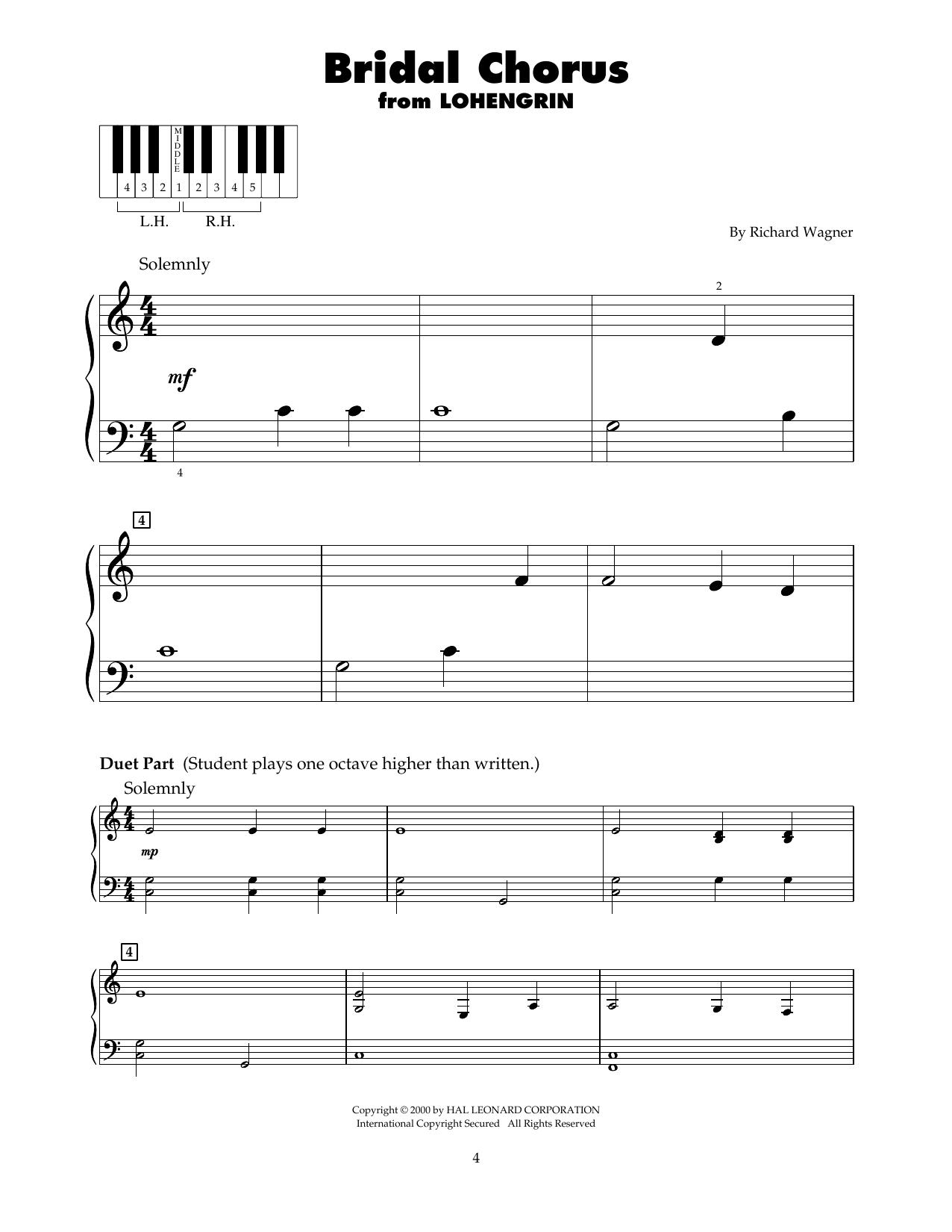 Richard Wagner Bridal Chorus (arr. Carol Klose) Sheet Music Notes & Chords for 5-Finger Piano - Download or Print PDF