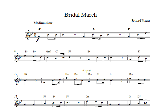 Richard Wagner Bridal March Sheet Music Notes & Chords for Melody Line & Chords - Download or Print PDF