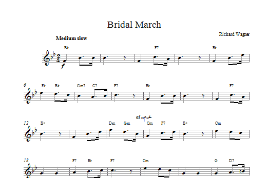 Richard Wagner Bridal March sheet music notes and chords. Download Printable PDF.