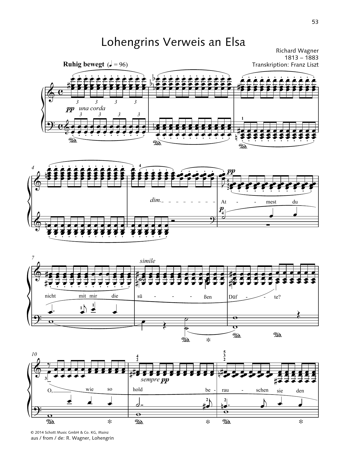 Richard Wagner Lohengrins Verweis an Elsa Sheet Music Notes & Chords for Piano Solo - Download or Print PDF