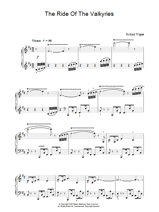 Richard Wagner Ride Of The Valkyries Sheet Music Notes & Chords for Really Easy Piano - Download or Print PDF