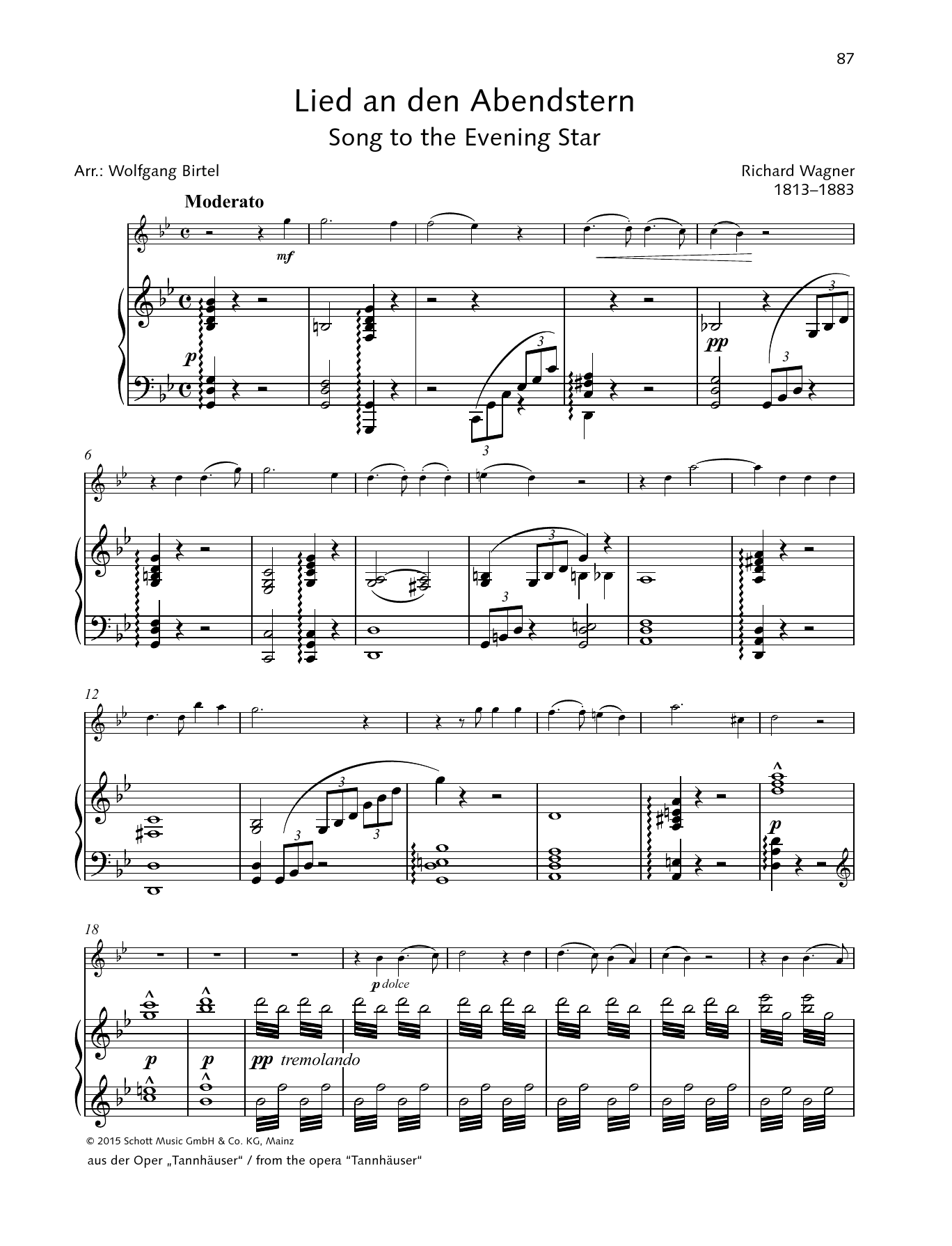 Richard Wagner Song To The Evening Star Sheet Music Notes & Chords for String Solo - Download or Print PDF