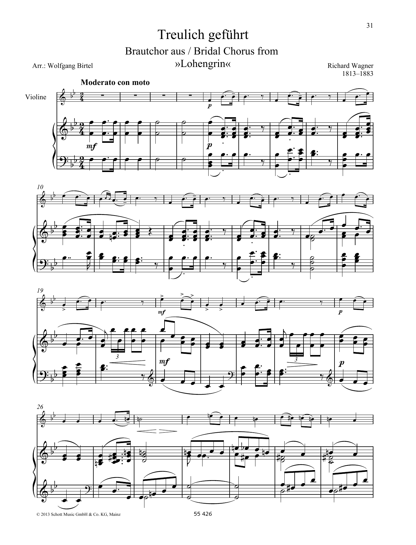 Richard Wagner Treulich geführt Sheet Music Notes & Chords for Woodwind Solo - Download or Print PDF