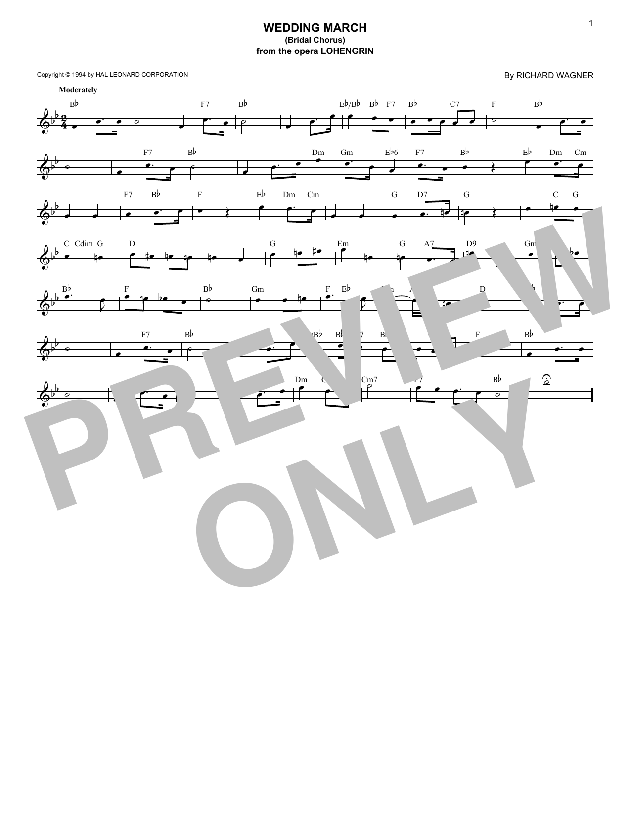 Richard Wagner Wedding March (Bridal Chorus) Sheet Music Notes & Chords for Violin and Piano - Download or Print PDF