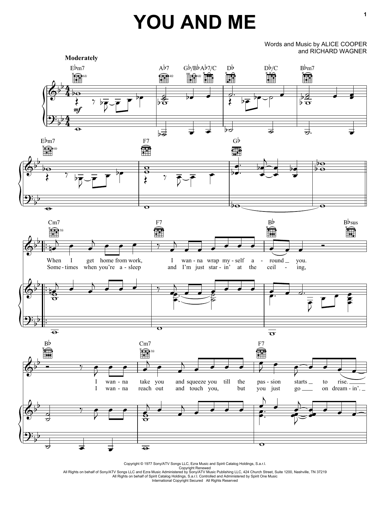 Richard Wagner You And Me Sheet Music Notes & Chords for Piano, Vocal & Guitar (Right-Hand Melody) - Download or Print PDF