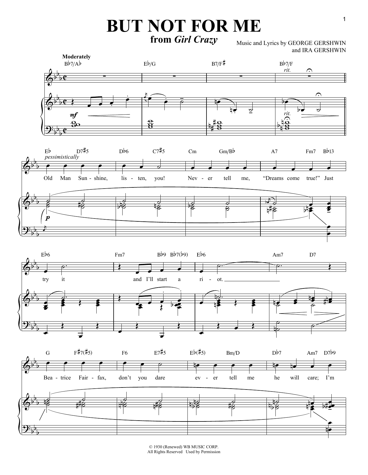 Richard Walters But Not For Me Sheet Music Notes & Chords for Piano & Vocal - Download or Print PDF