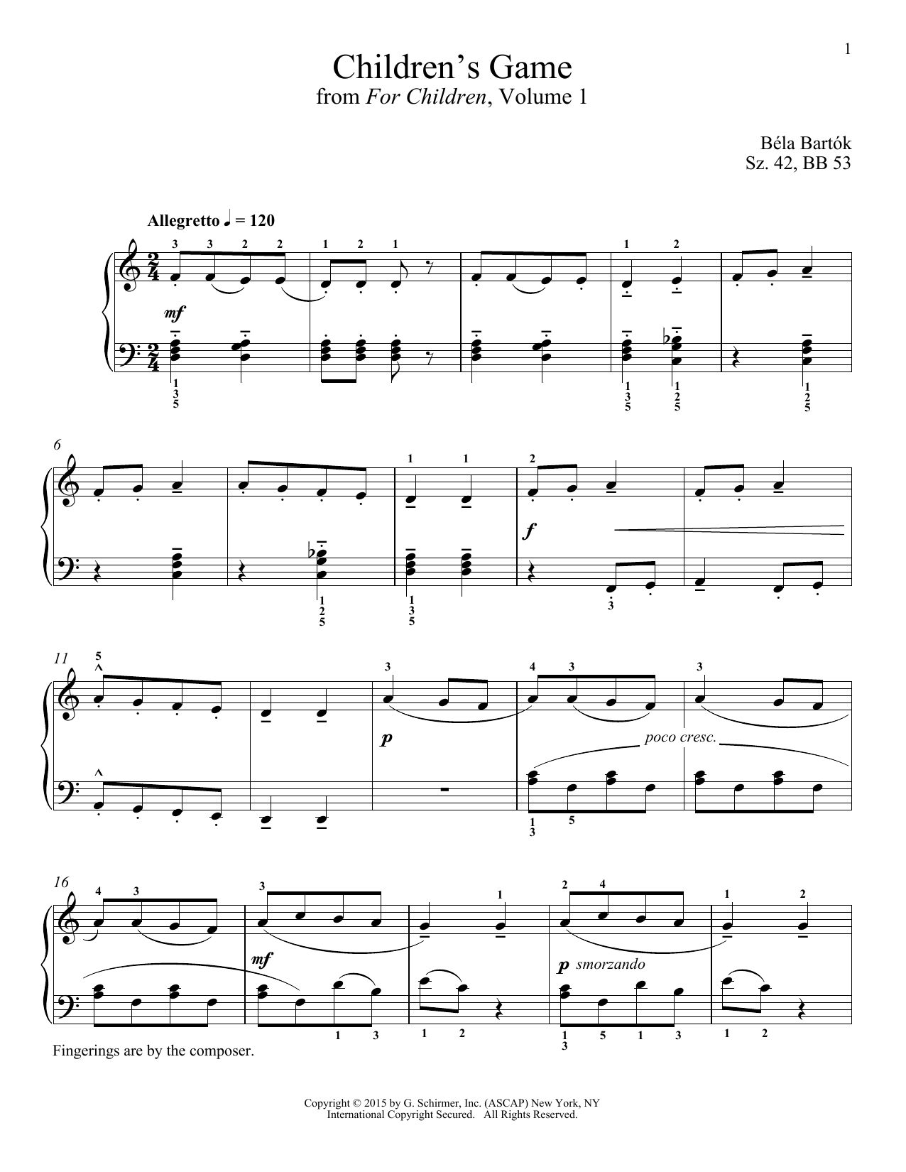 Richard Walters Children's Game Sheet Music Notes & Chords for Piano - Download or Print PDF