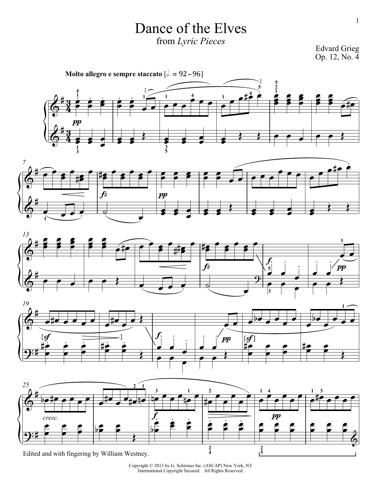 Richard Walters Elves' Dance, Op. 12, No. 4 Sheet Music Notes & Chords for Piano - Download or Print PDF