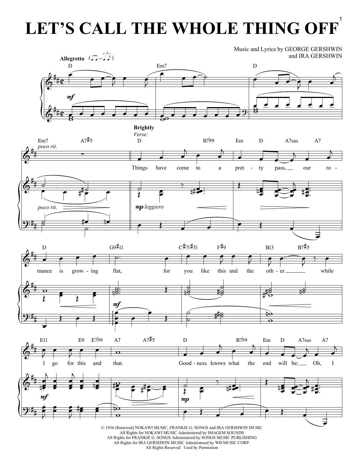 Richard Walters Let's Call The Whole Thing Off Sheet Music Notes & Chords for Piano & Vocal - Download or Print PDF