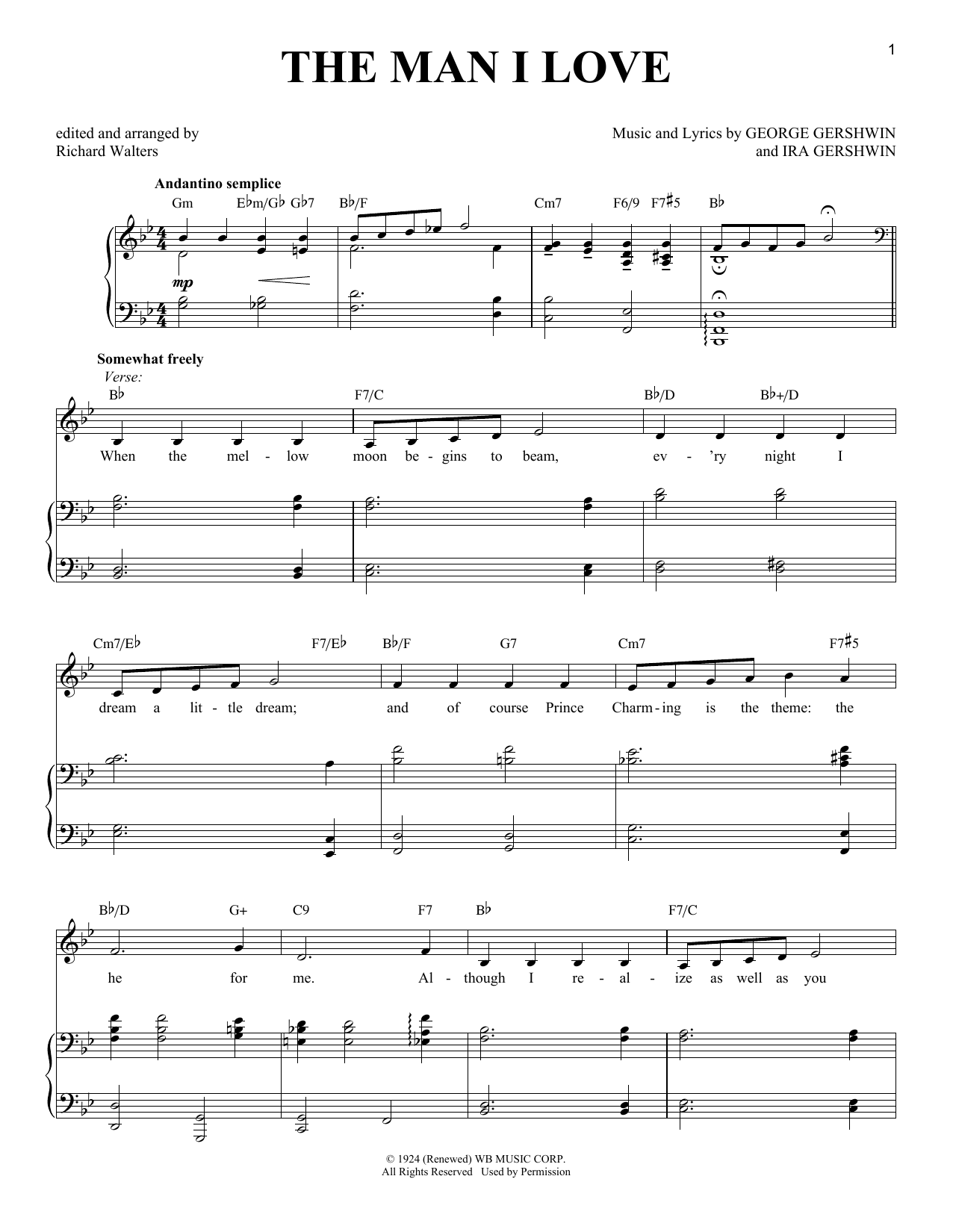 Richard Walters The Man I Love Sheet Music Notes & Chords for Piano & Vocal - Download or Print PDF