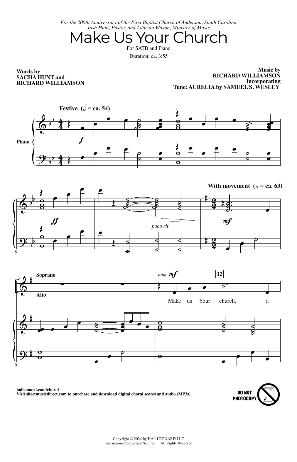 Richard Williamson and Sacha Hunt Make Us Your Church Sheet Music Notes & Chords for SATB Choir - Download or Print PDF
