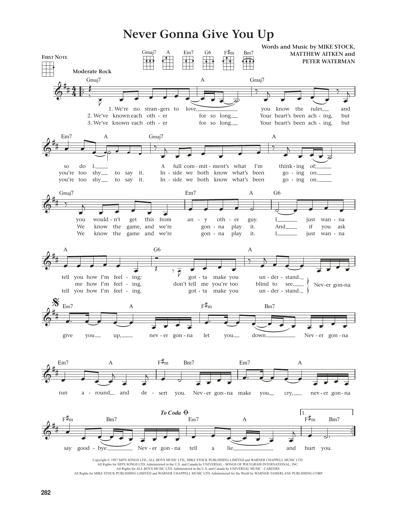 Rick Astley Never Gonna Give You Up (from The Daily Ukulele) (arr. Jim Beloff) Sheet Music Notes & Chords for Ukulele - Download or Print PDF