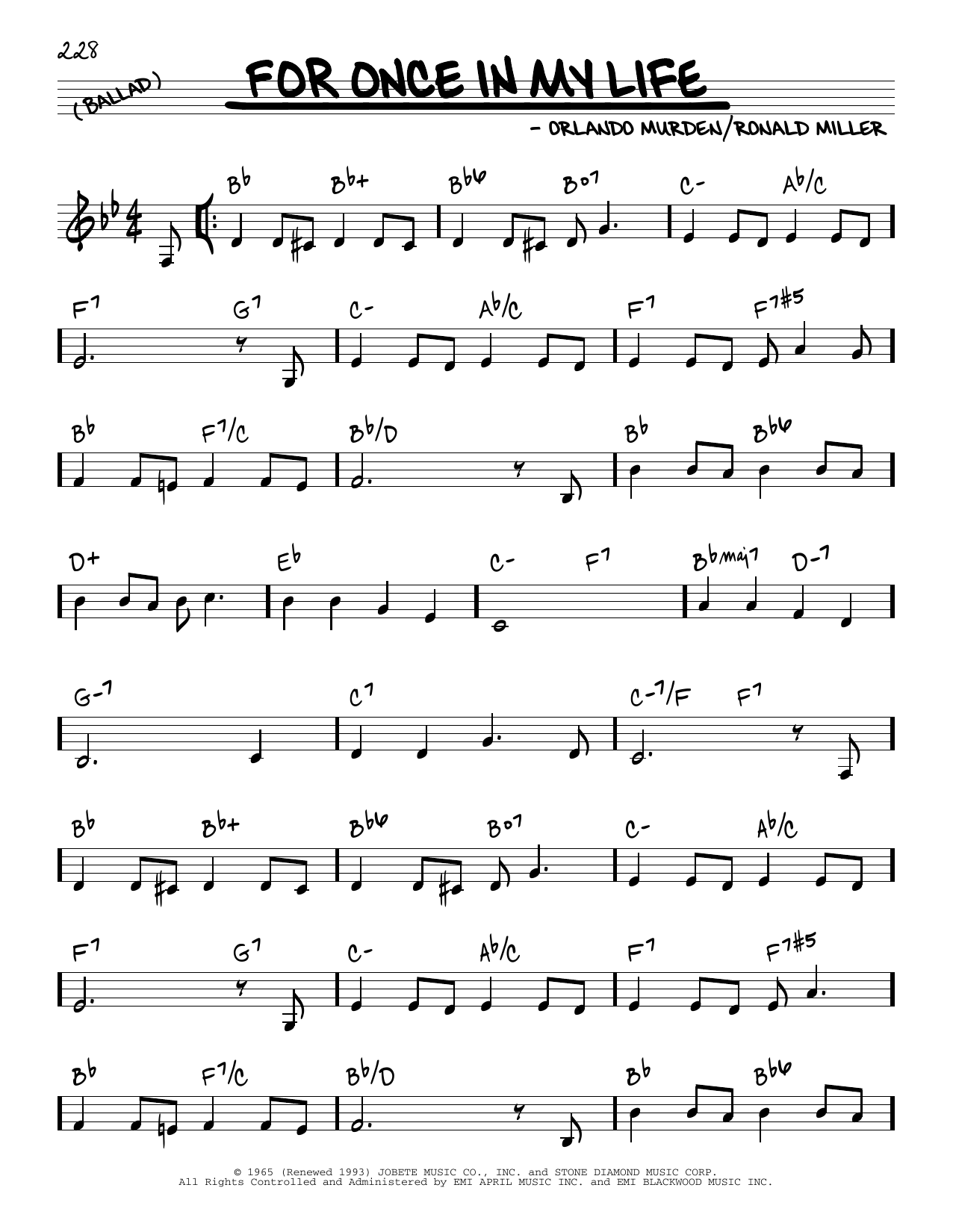 Rick Carnes Only Once In My Life (Solamente Una Vez) Sheet Music Notes & Chords for Real Book – Melody & Chords - Download or Print PDF